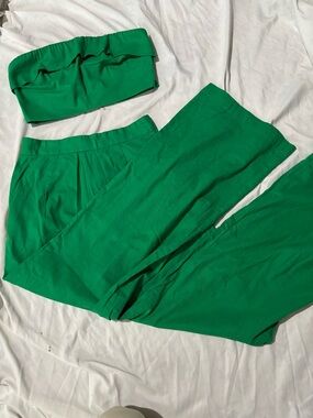 Princess Polly Emerald Green High-Waist Wide-Leg Pants